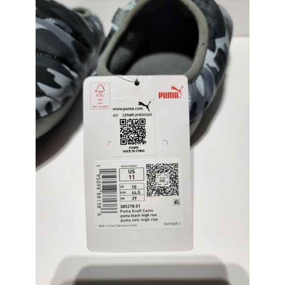 New PUMA SCUFF CAMO CAMOUFLAGE SLIPPERS MENS SIZE 11 BLACK HIGH RISE 385278-01 - Picture 10 of 10